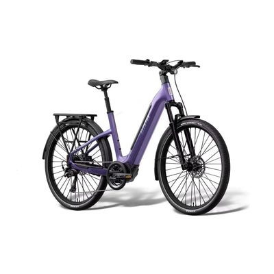 Purple Aventon Trava ADV Step Through City E-Bike on a white background
