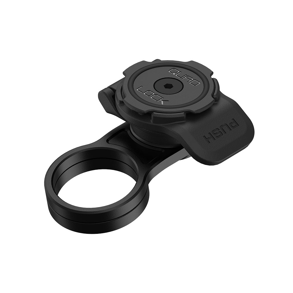 Black Quad Lock Stem Cap Mount ring lock mechanism on a white background