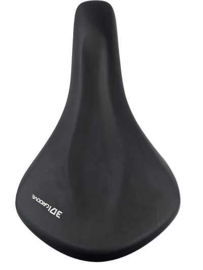 Black bicycle seat on a white background