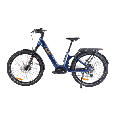 Blue electric bicycle on a white background