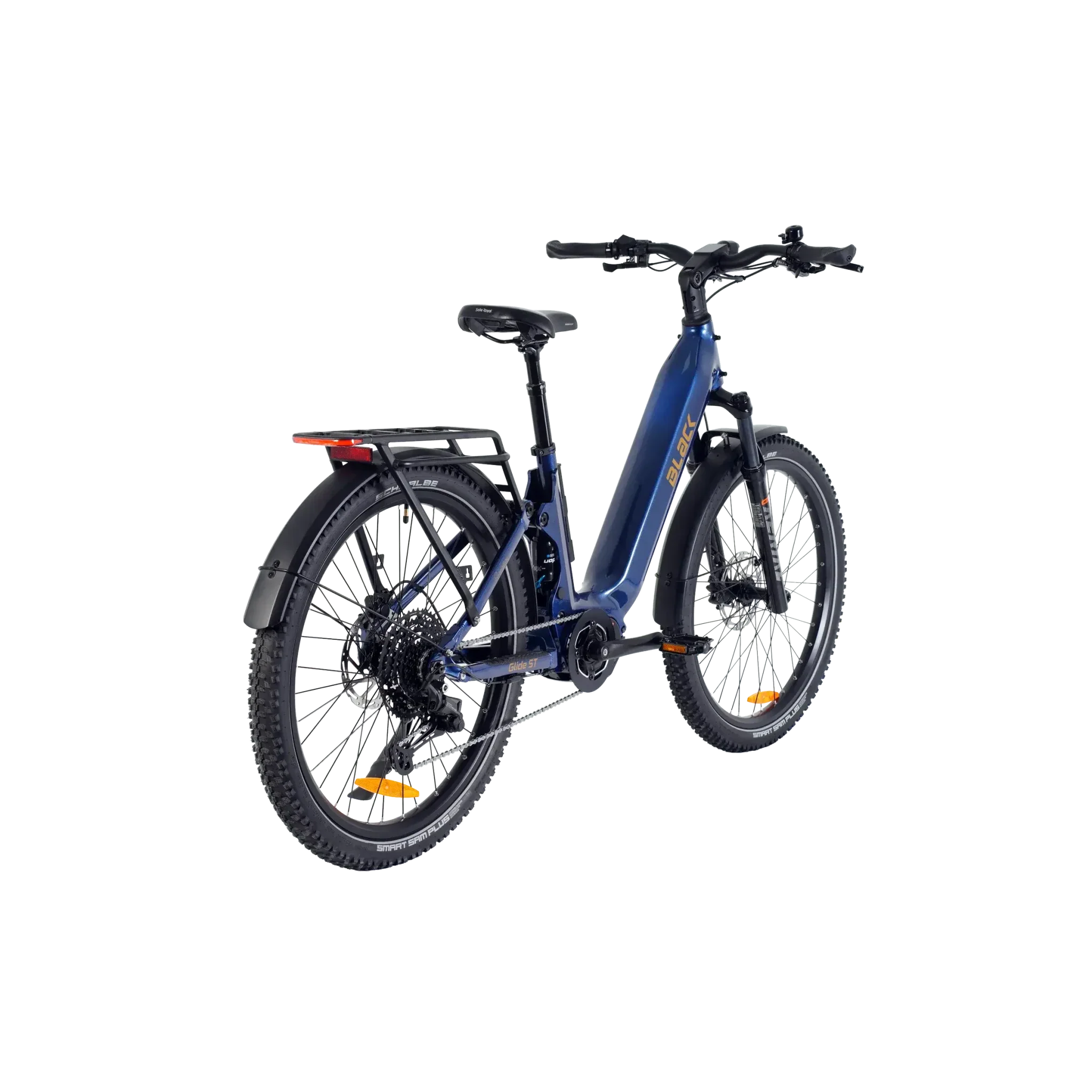 Blue electric bicycle on a white background