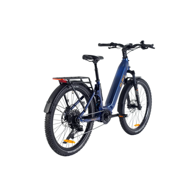 Blue electric bicycle on a white background