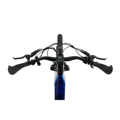 Bicycle handlebar with control buttons on a white background