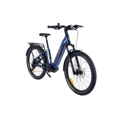 Blue electric bicycle on a white background