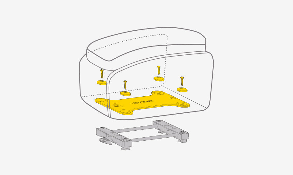Topeak feature image of the integrated plate for installing KLICKfix® / Racktime® Snapit or MIK® Adapter
