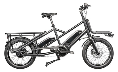 Dark gray electric Gepida cargo city bike on a white background