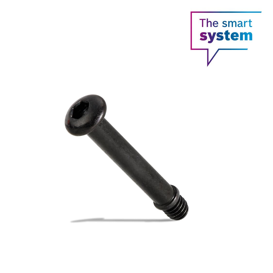 A black clamping screw for a LED remote, isolated on a white background with a 'The Smart System' logo in the top left.