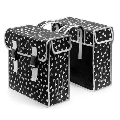 Bicycle Pannier Bag XL Mara in black with heart dots from Basil
