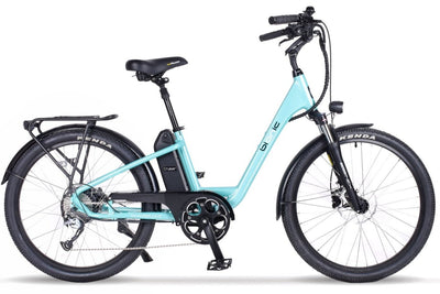 Bionic Cruiser step-through electric bike with hub drive motor aqua