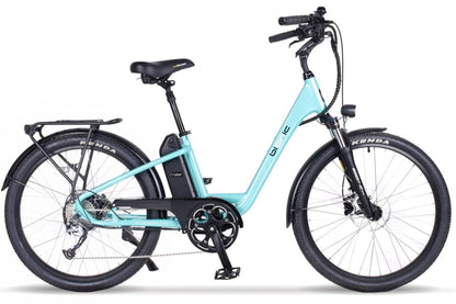 Bionic Cruiser step-through electric bike with hub drive motor aqua