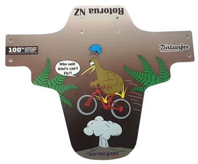 Dirtsurfer Rotorua Kiwi NZ souvenir bike mudguard in redwoods red