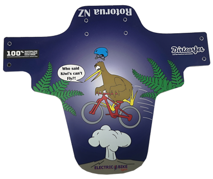 Dirtsurfer Rotorua Kiwi NZ souvenir bike mudguard in blue