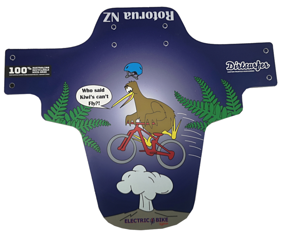 Dirtsurfer Rotorua Kiwi NZ souvenir bike mudguard in blue