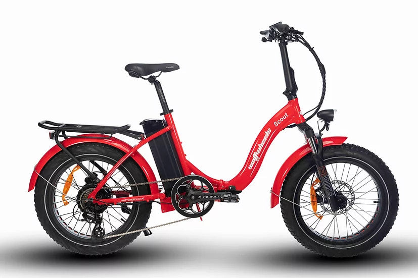 Watt Wheels Scout Electric Folding Bike in Red Low step frame Hub Drive  