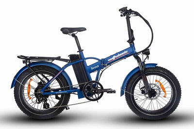 Watt Wheels Scout Electric Folding Bike in Blue Standard step frame