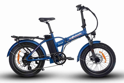 Watt Wheels Scout Electric Folding Bike in Blue Standard step frame