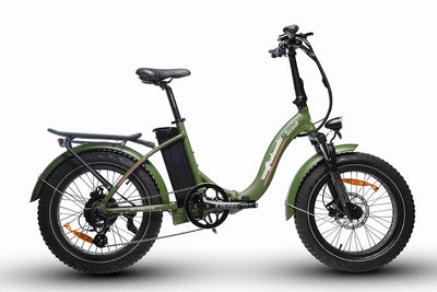 Watt Wheels Scout Electric Folding Bike in Green Low step frame