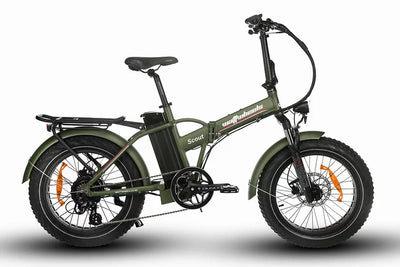 Watt Wheels Scout Electric Folding Bike in Green Standard step frame