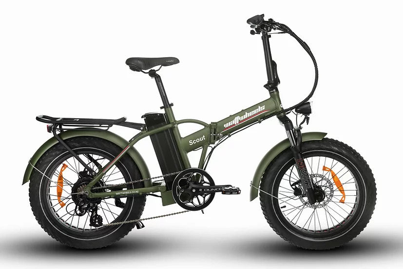Watt Wheels Scout Electric Folding Bike in Green Standard step frame