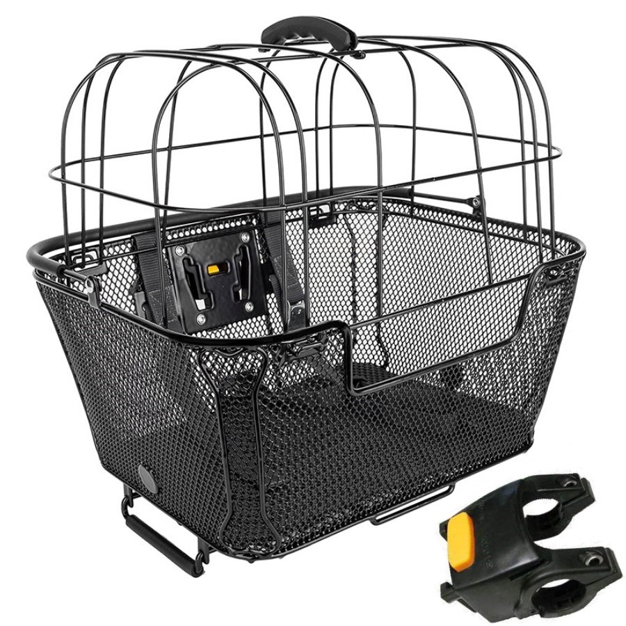 Black pet bike basket including bracket
